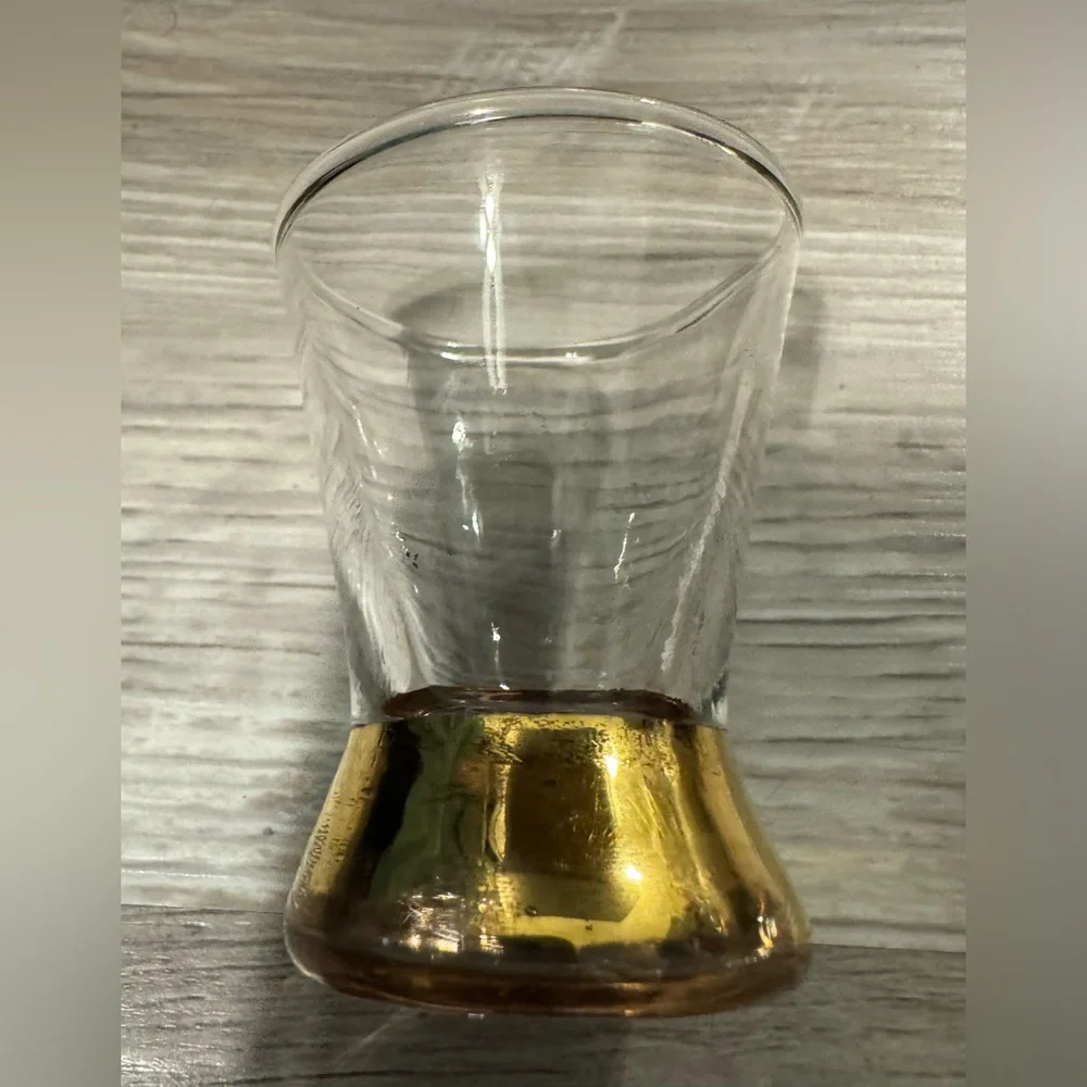 Vintage shot glass. The stem is plated with 22-karat gold.